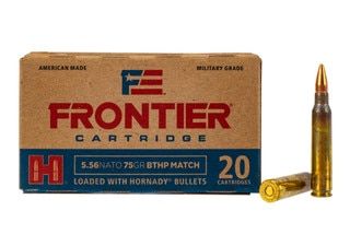 Hornady Frontier 556 75 grain boat tail hollow point match ammunition comes in a box of 20 rounds